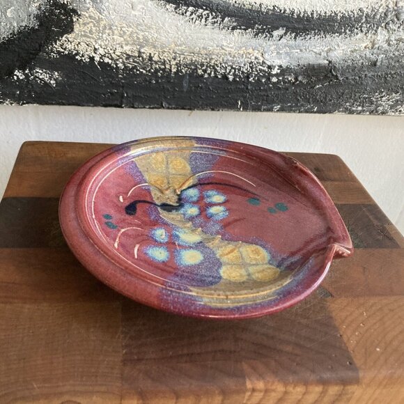 Trinket Dish Spoon Rest Studio Art Pottery Clay Handcrafted Glazed Artist Signed - Picture 1 of 6